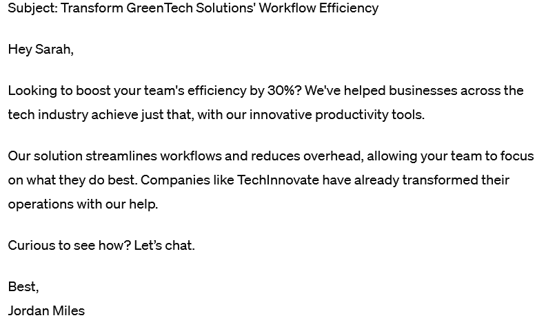 Sample Email Template to Durostech
